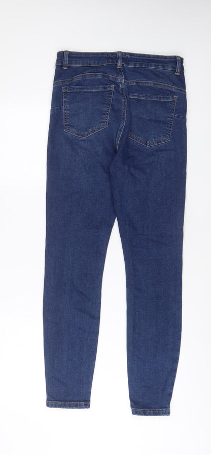 Denim & Co. Womens Blue Cotton Skinny Jeans Size 12 L28 in Regular Zip