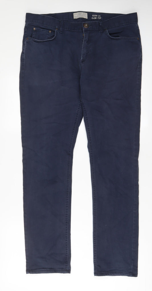 Maison Cinqcent Mens Blue Cotton Straight Jeans Size 34 in L31 in Slim Zip