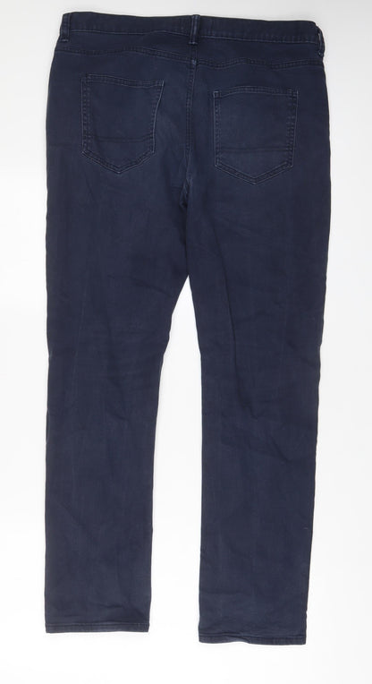 Maison Cinqcent Mens Blue Cotton Straight Jeans Size 34 in L31 in Slim Zip