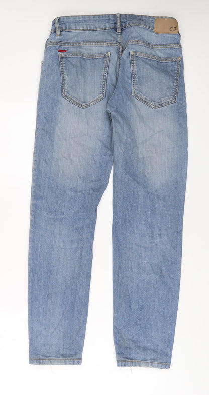 Castrol Mens Blue Cotton Straight Jeans Size 32 in L29 in Regular Zip