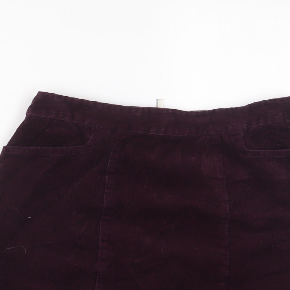 Oasis Womens Red Cotton A-Line Skirt Size 8 Zip