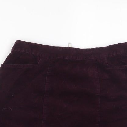 Oasis Womens Red Cotton A-Line Skirt Size 8 Zip