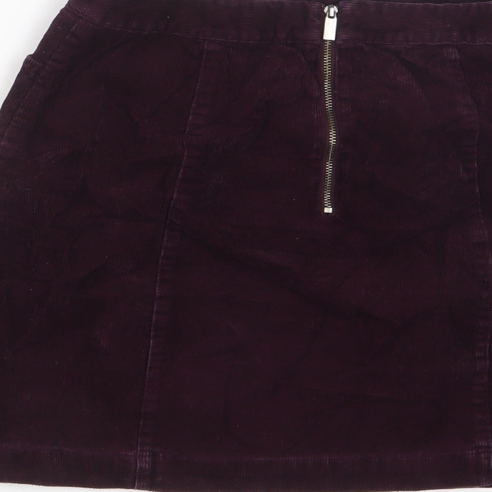 Oasis Womens Red Cotton A-Line Skirt Size 8 Zip