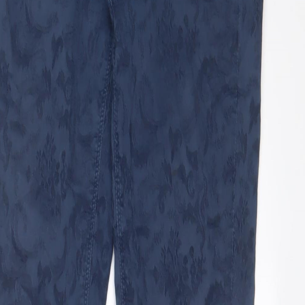 Oasis Womens Black Fair Isle Cotton Skinny Jeans Size 14 L29 in Regular Zip