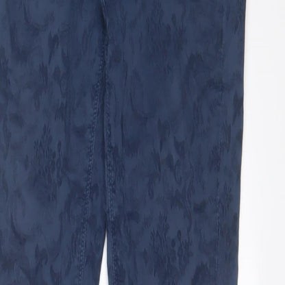 Oasis Womens Black Fair Isle Cotton Skinny Jeans Size 14 L29 in Regular Zip