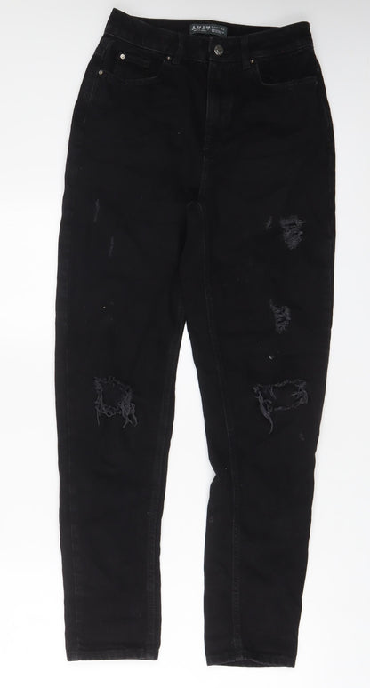 Denim & Co. Womens Black Cotton Tapered Jeans Size 6 L29 in Regular Zip