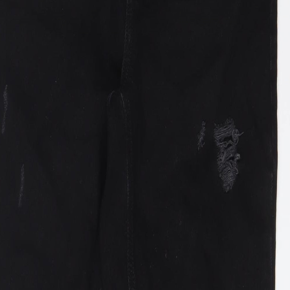 Denim & Co. Womens Black Cotton Tapered Jeans Size 6 L29 in Regular Zip