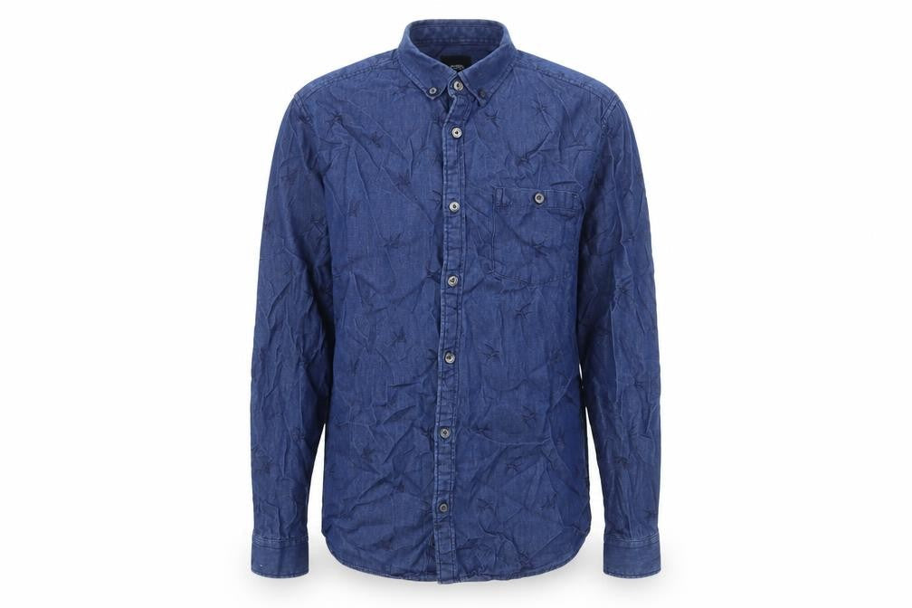 Burton Mens Blue Cotton Button-Up Size M Collared Button