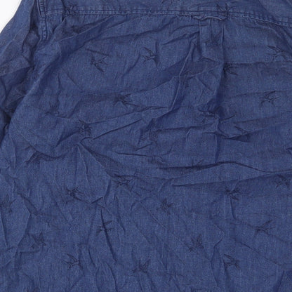 Burton Mens Blue Cotton Button-Up Size M Collared Button