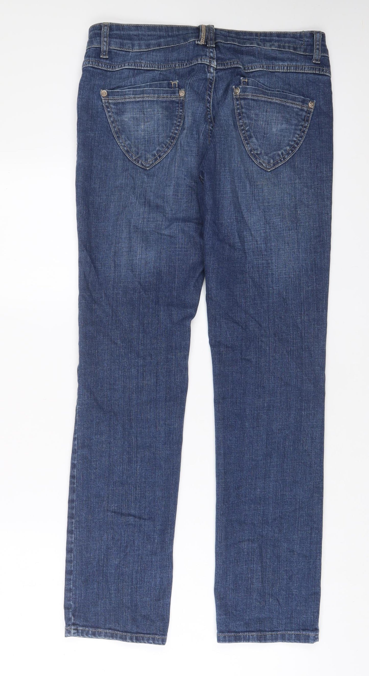 Indigo Womens Blue Cotton Straight Jeans Size 10 L31 in Regular Zip