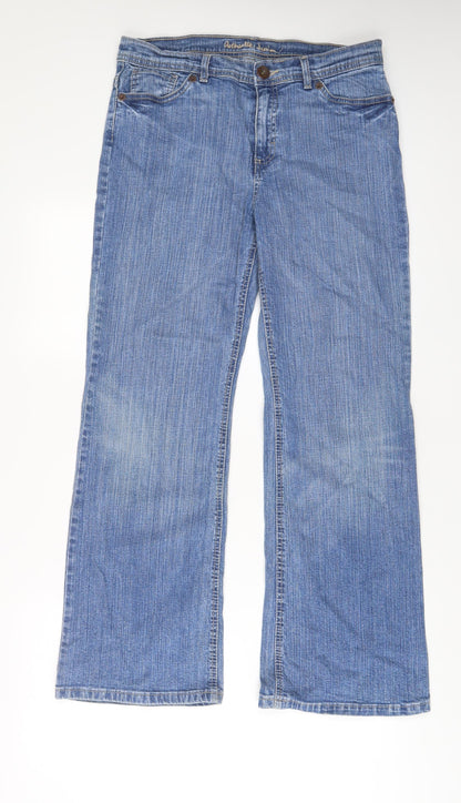 Authentic Womens Blue Cotton Bootcut Jeans Size 32 in L29 in Regular Zip
