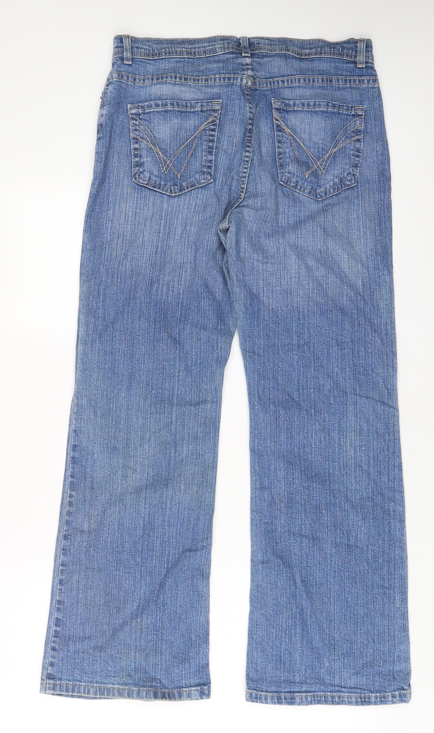 Authentic Womens Blue Cotton Bootcut Jeans Size 32 in L29 in Regular Zip