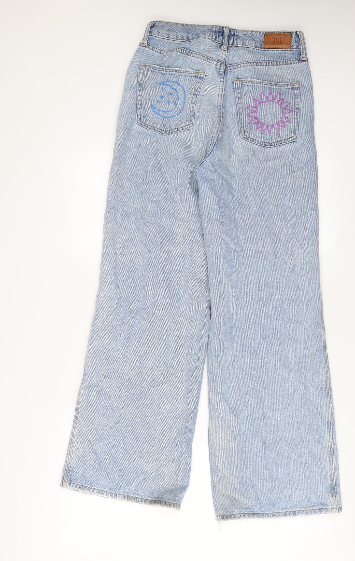 BDG Womens Blue Cotton Wide-Leg Jeans Size 26 in L30 in Regular Zip - Embroidered