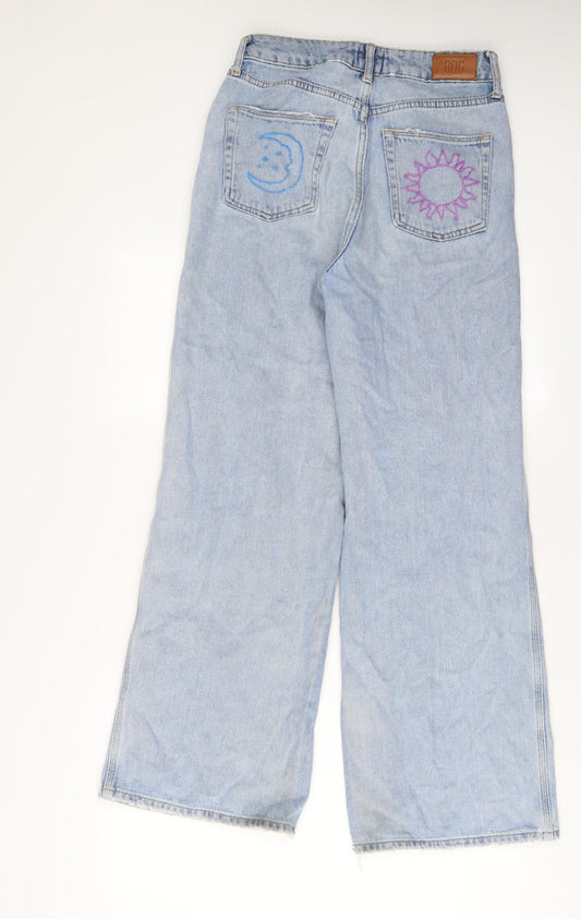 BDG Womens Blue Cotton Wide-Leg Jeans Size 26 in L30 in Regular Zip - Embroidered