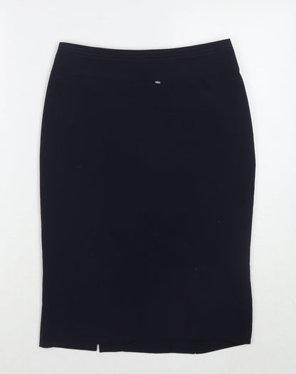Marks and Spencer Womens Blue Polyester A-Line Skirt Size 8 Zip