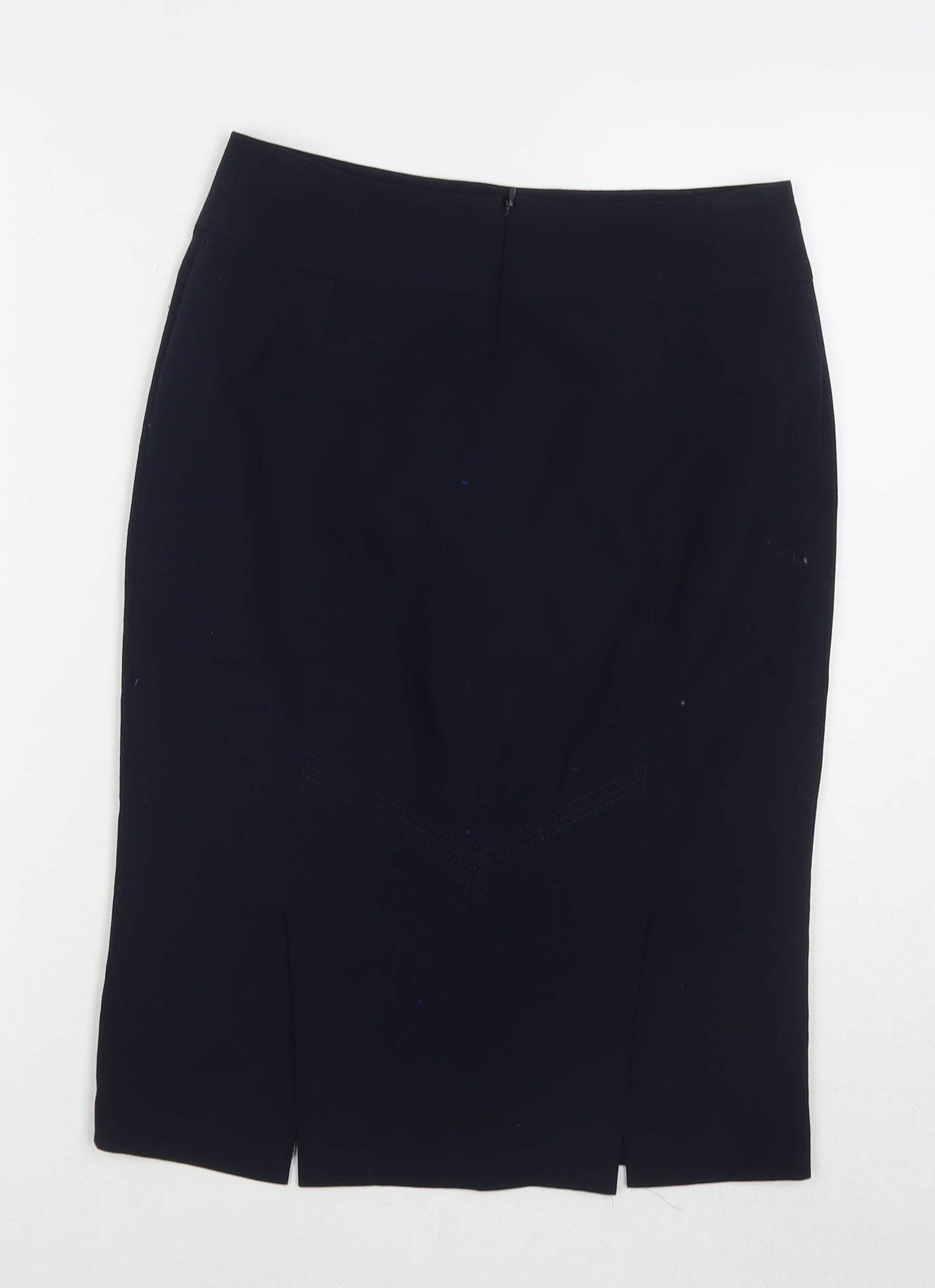 Marks and Spencer Womens Blue Polyester A-Line Skirt Size 8 Zip