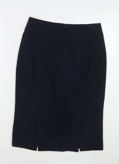 Marks and Spencer Womens Blue Polyester A-Line Skirt Size 8 Zip