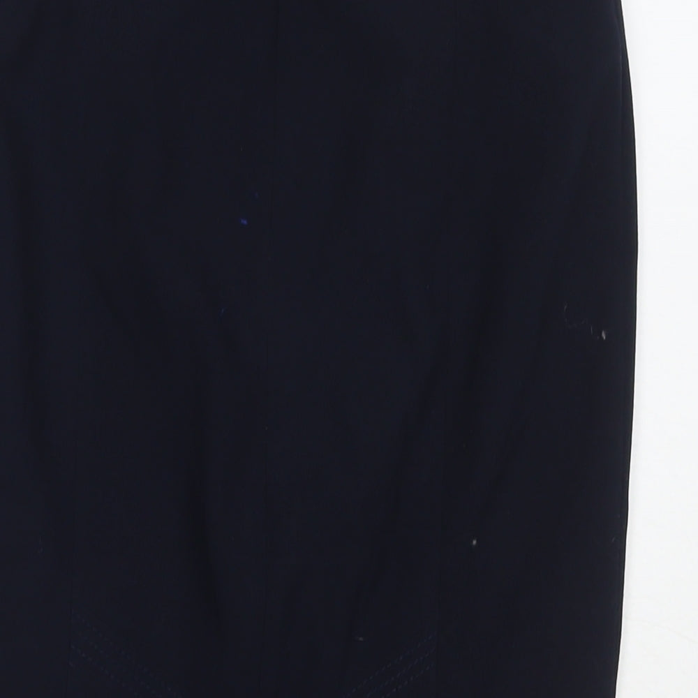 Marks and Spencer Womens Blue Polyester A-Line Skirt Size 8 Zip
