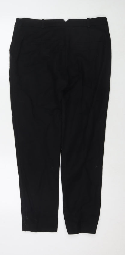 Mango Womens Black Cotton Trousers Size 10 L27 in Regular Zip