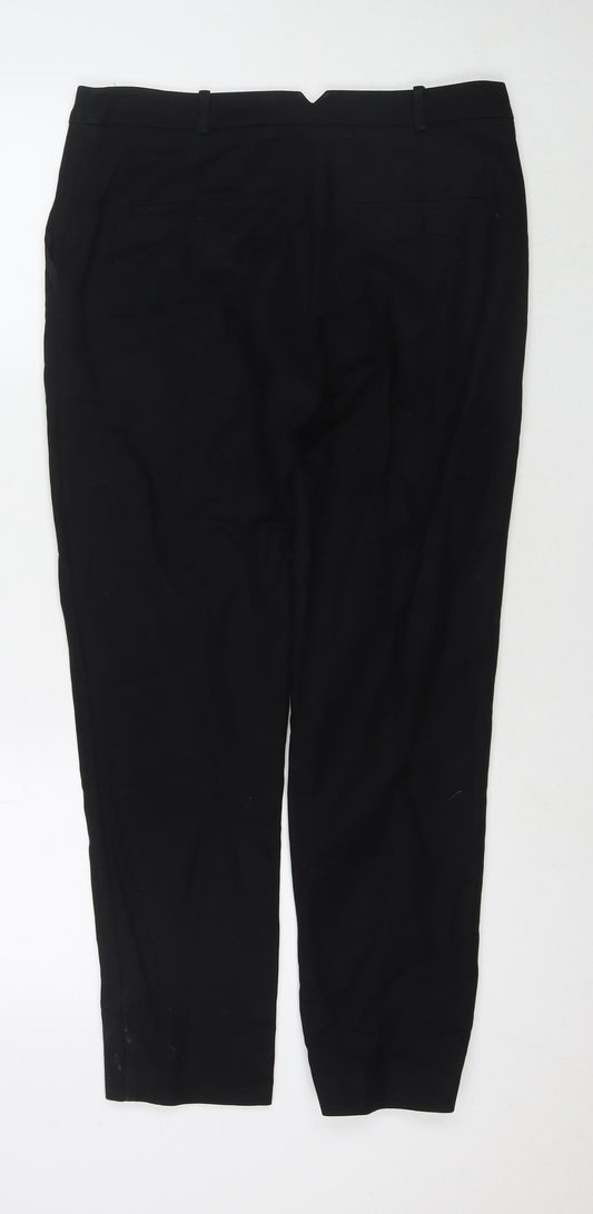 Mango Womens Black Cotton Trousers Size 10 L27 in Regular Zip