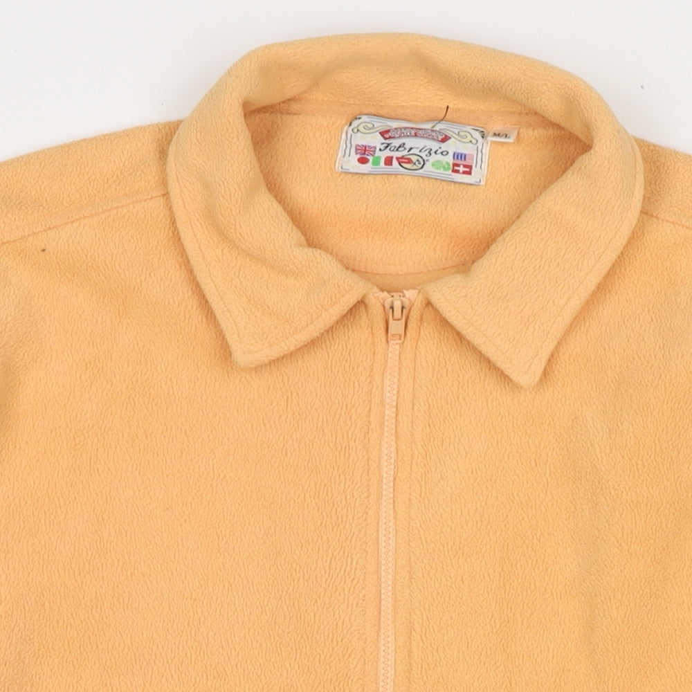 Close-up detail of Fabrizio women’s orange jacket, size M, zip -, size M/l