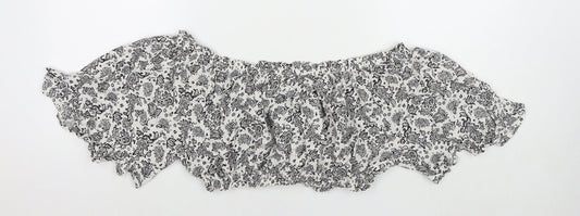 Boohoo Womens White Paisley Viscose Cropped T-Shirt Size M Off the Shoulder