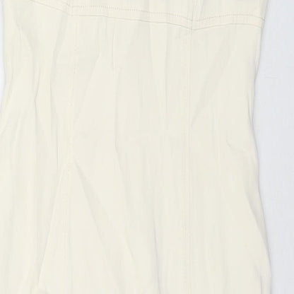 Wallis Womens Ivory Acetate A-Line Size 12 Scoop Neck Zip