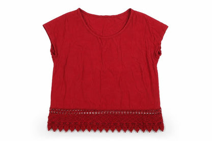 Piazza Italia Womens Red Viscose Basic T-Shirt Size L Round Neck