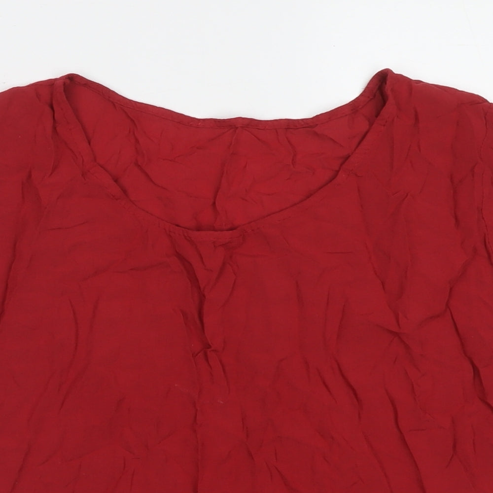 Piazza Italia Womens Red Viscose Basic T-Shirt Size L Round Neck