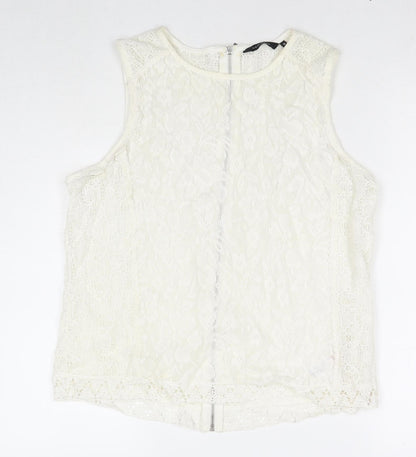 Womens UK Size 16 New Look White Basic Tank