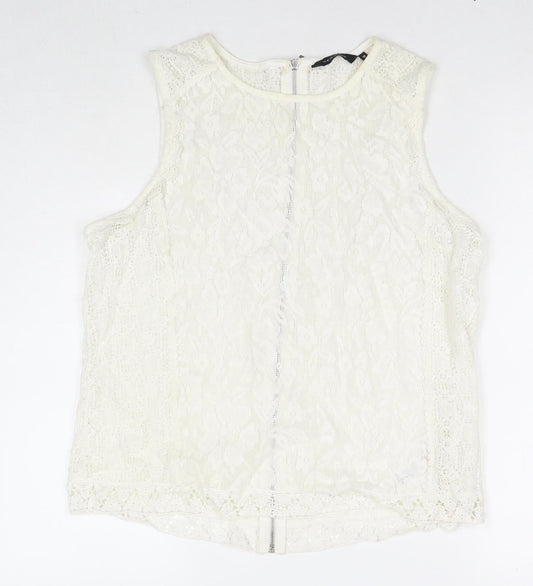 Womens UK Size 16 New Look White Basic Tank