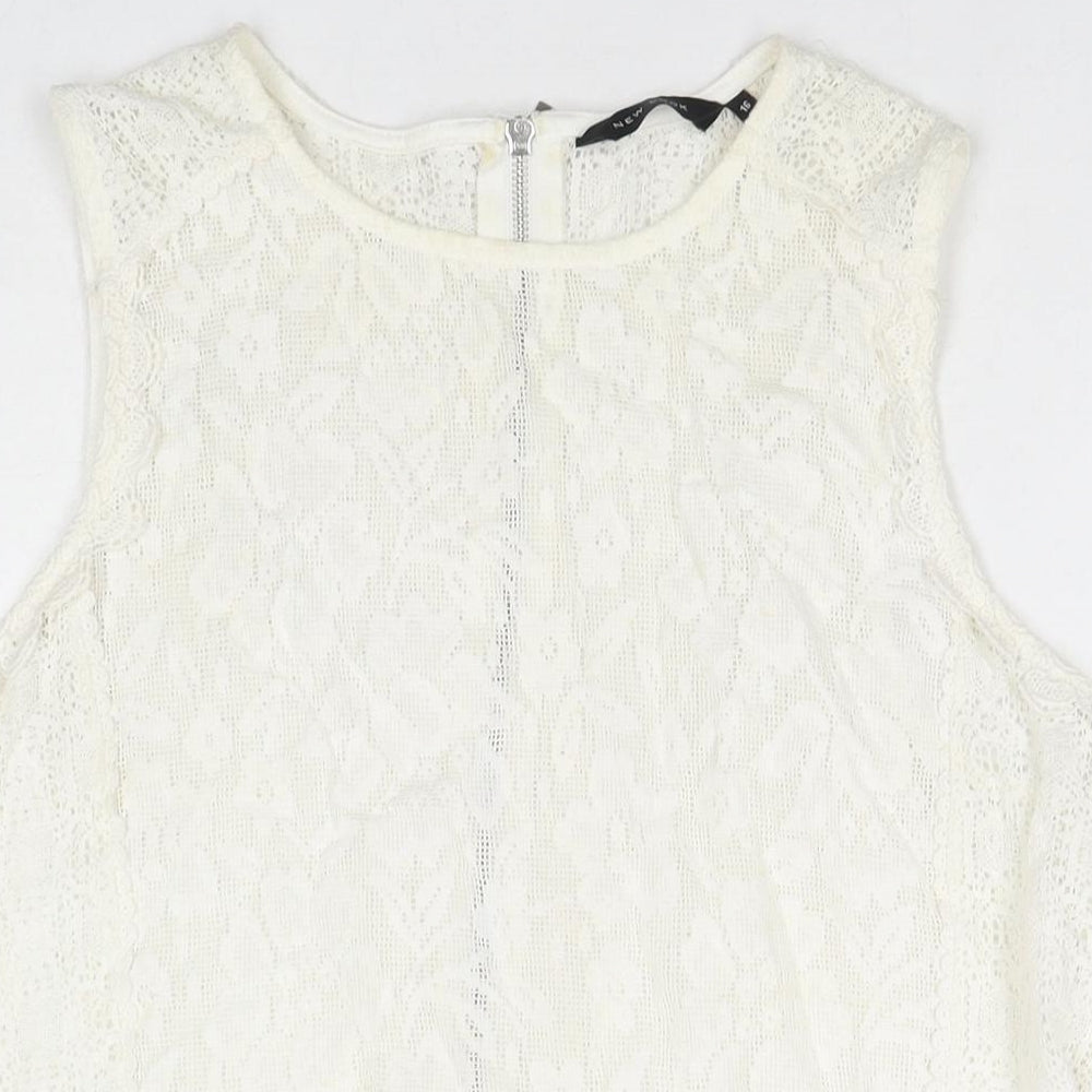 Womens UK Size 16 New Look White Basic Tank