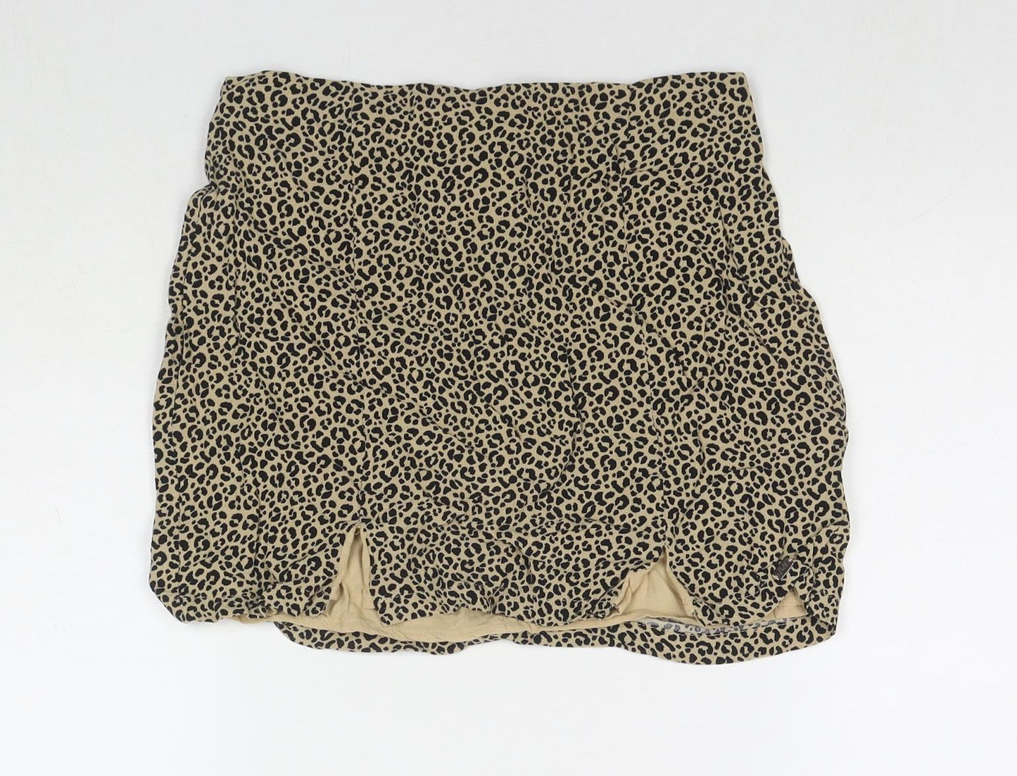 Pull Womens Brown Animal Print Viscose Mini Skirt Size M Zip - Leopard Print