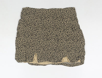 Pull Womens Brown Animal Print Viscose Mini Skirt Size M Zip - Leopard Print
