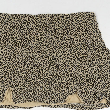 Pull Womens Brown Animal Print Viscose Mini Skirt Size M Zip - Leopard Print