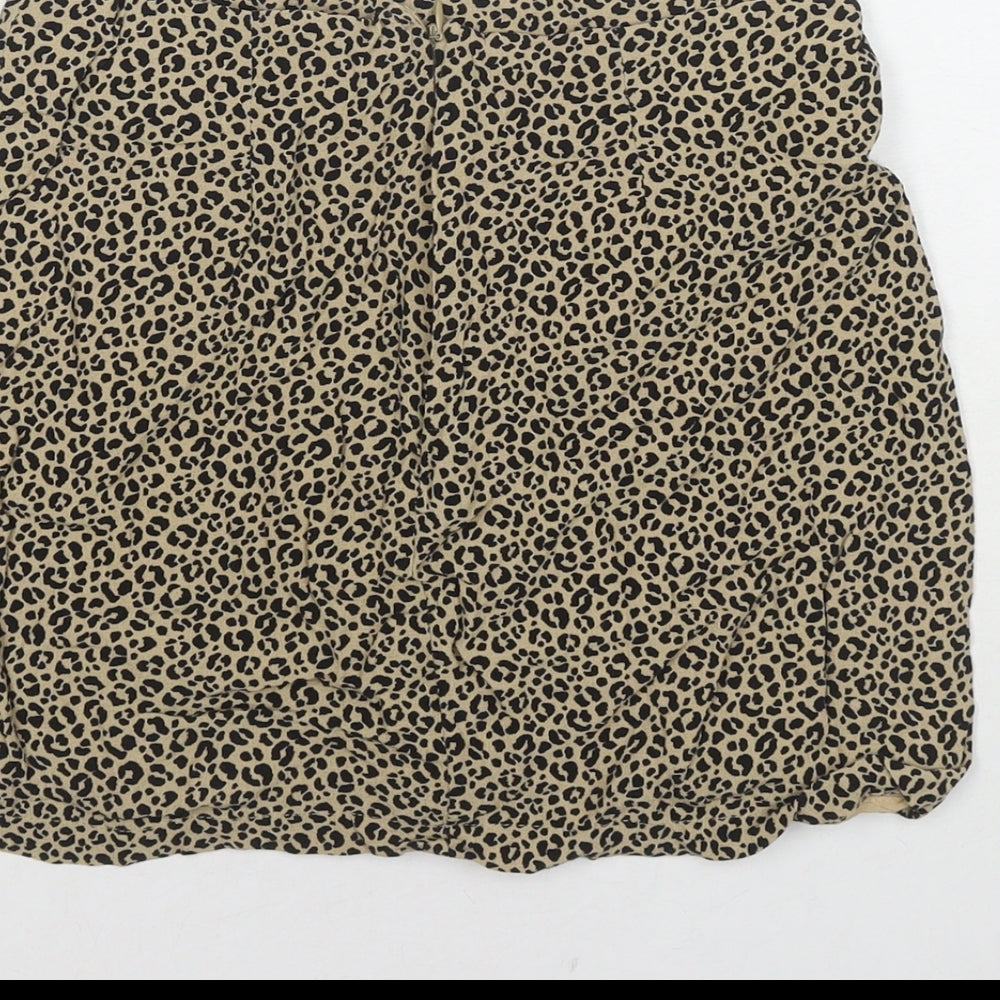 Pull Womens Brown Animal Print Viscose Mini Skirt Size M Zip - Leopard Print