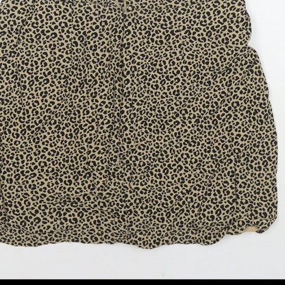 Pull Womens Brown Animal Print Viscose Mini Skirt Size M Zip - Leopard Print