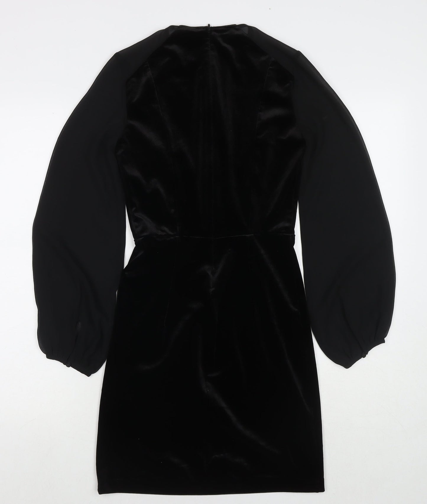 H&M Womens Black Polyester A-Line Size XS Round Neck Zip
