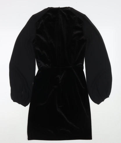 H&M Womens Black Polyester A-Line Size XS Round Neck Zip