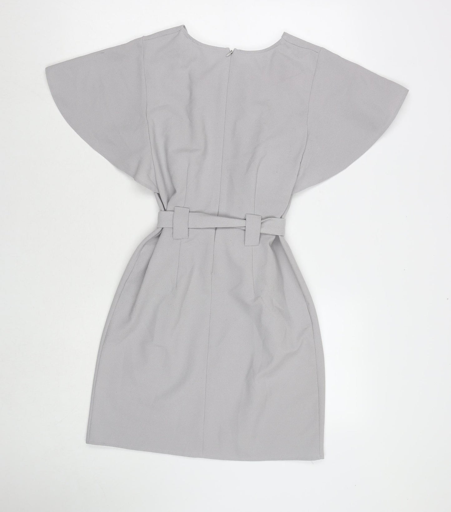 Select Womens Grey Polyester A-Line Size 8 Round Neck Zip