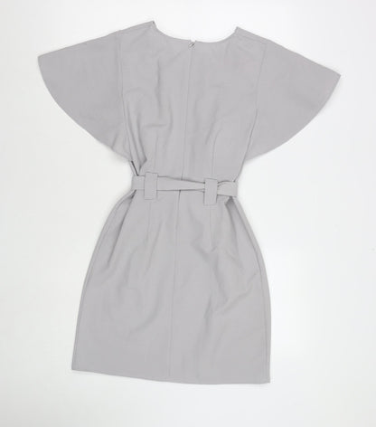 Select Womens Grey Polyester A-Line Size 8 Round Neck Zip