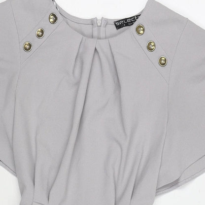 Select Womens Grey Polyester A-Line Size 8 Round Neck Zip