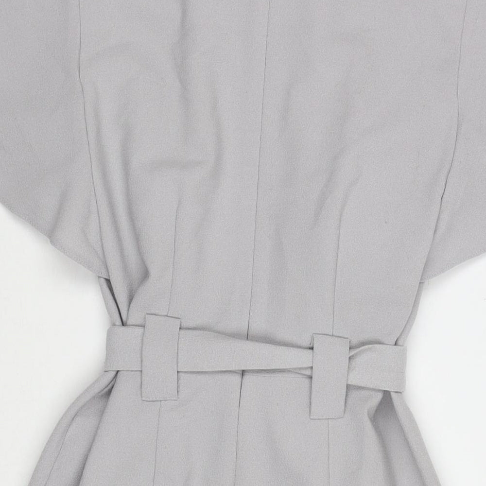 Select Womens Grey Polyester A-Line Size 8 Round Neck Zip