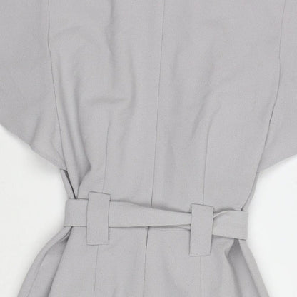 Select Womens Grey Polyester A-Line Size 8 Round Neck Zip