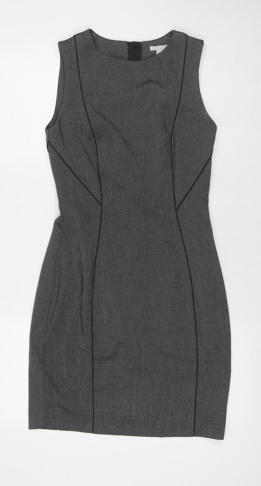 H&M Womens Grey Polyester A-Line Size 10 Round Neck Zip