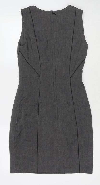 H&M Womens Grey Polyester A-Line Size 10 Round Neck Zip