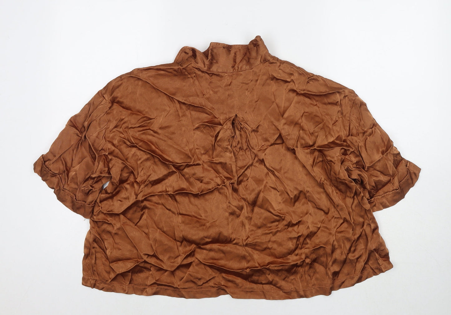 Womens UK Size S Zara Brown Basic Button-Up
