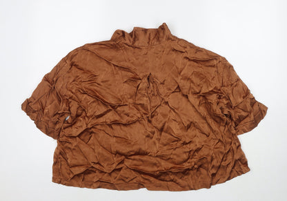 Womens UK Size S Zara Brown Basic Button-Up