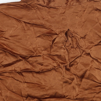 Womens UK Size S Zara Brown Basic Button-Up