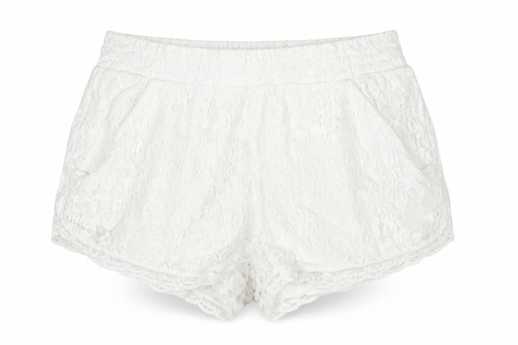 EC Womens White Polyester Hot Pants Shorts Size M L3 in Regular Pull On